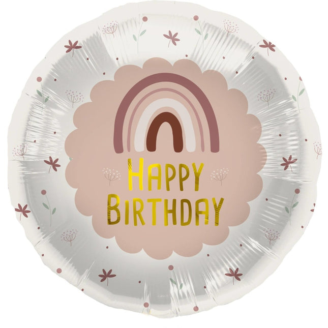 Helium Ballon Happy Birthday Regenboog Roze Leeg 45cm van Folat koop je bij Partywinkel