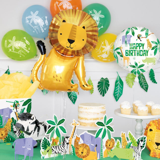Helium Ballon Happy Birthday Safari 45cm leeg van Unique koop je bij Partywinkel