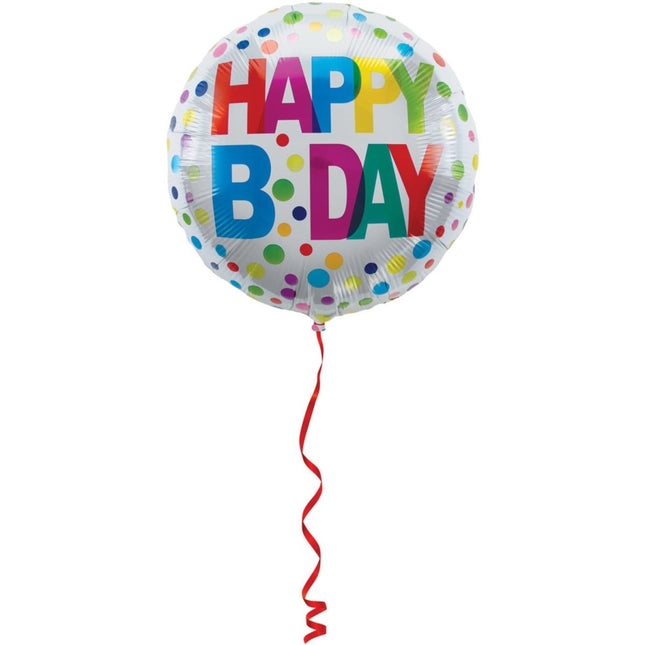 Helium Ballon Happy Birthday Stippen 45cm leeg van Folat koop je bij Partywinkel