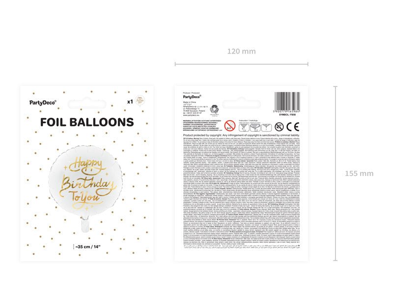 Helium Ballon Happy Birthday To You Leeg 35cm van Partydeco koop je bij Partywinkel