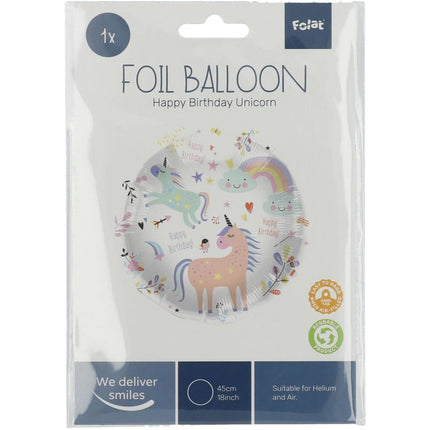 Helium Ballon Happy Birthday Unicorn Leeg 45cm van Folat koop je bij Partywinkel