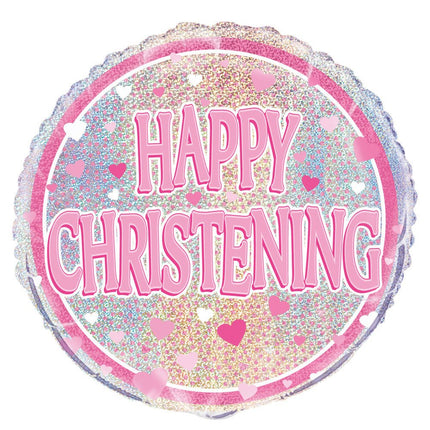 Helium Ballon Happy Christening Roze 45cm leeg van Unique koop je bij Partywinkel