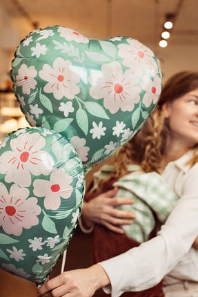 Helium Ballon Hart Bloemen Leeg 45cm van Partydeco koop je bij Partywinkel