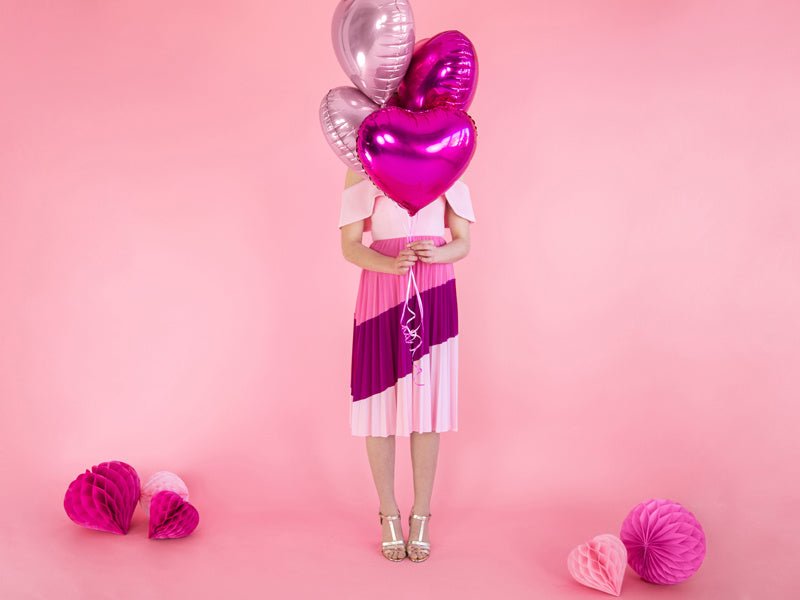 Helium Ballon Hart Fuchsia Leeg 45cm van Partydeco koop je bij Partywinkel