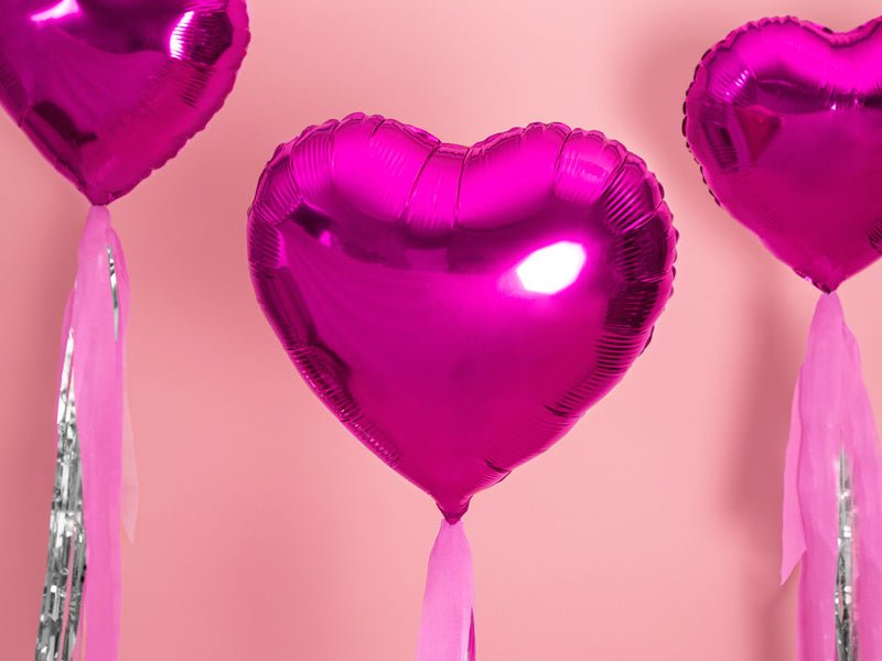 Helium Ballon Hart Fuchsia Leeg 45cm van Partydeco koop je bij Partywinkel