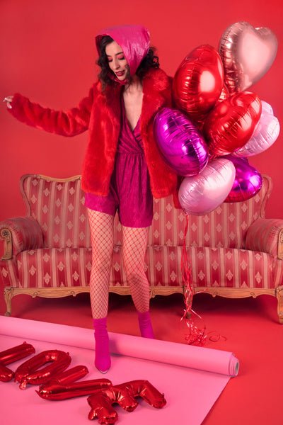 Helium Ballon Hart Fuchsia Leeg 45cm van Partydeco koop je bij Partywinkel