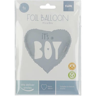 Helium Ballon Hart It'S A Boy Blauw Leeg 45cm van Folat koop je bij Partywinkel
