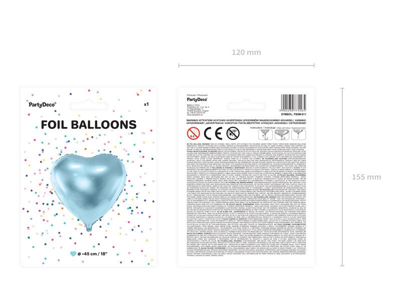 Helium Ballon Hart Lichtblauw Leeg 45cm van Partydeco koop je bij Partywinkel
