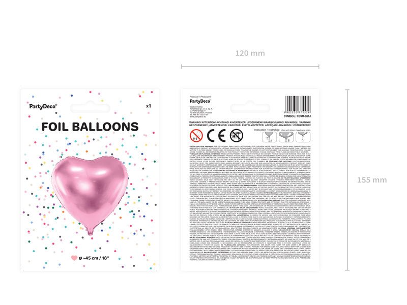 Helium Ballon Hart Lichtroze Leeg 45cm van Partydeco koop je bij Partywinkel