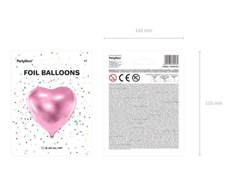Helium Ballon Hart Lichtroze Leeg 61cm van Partydeco koop je bij Partywinkel