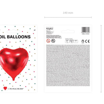 Helium Ballon Hart Rood Leeg 73cm van Partydeco koop je bij Partywinkel