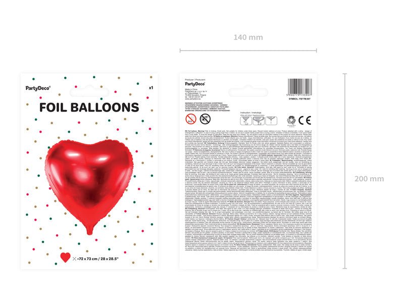 Helium Ballon Hart Rood Leeg 73cm van Partydeco koop je bij Partywinkel