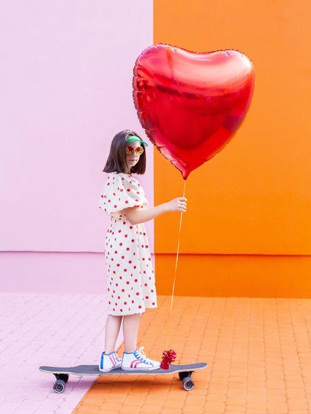 Helium Ballon Hart Rood Leeg 73cm van Partydeco koop je bij Partywinkel