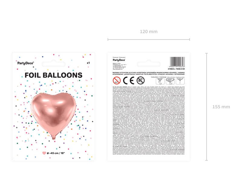 Helium Ballon Hart Rose Goud Leeg 45cm van Partydeco koop je bij Partywinkel