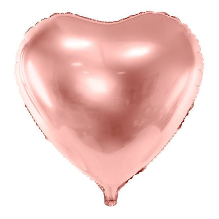Helium Ballon Hart Rose Goud Leeg 45cm van Partydeco koop je bij Partywinkel