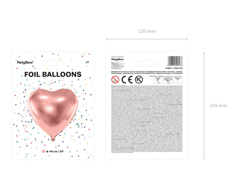 Helium Ballon Hart Rose Goud Leeg 61cm van Partydeco koop je bij Partywinkel