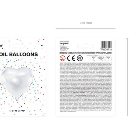 Helium Ballon Hart Wit Leeg 45cm van Partydeco koop je bij Partywinkel