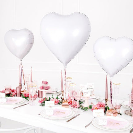 Helium Ballon Hart Wit Leeg 45cm van Partydeco koop je bij Partywinkel