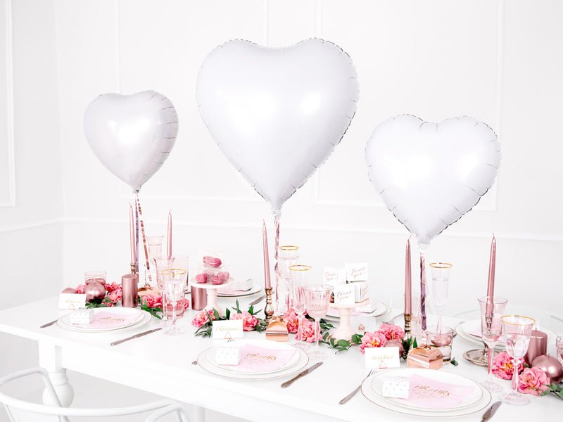 Helium Ballon Hart Wit Leeg 45cm van Partydeco koop je bij Partywinkel
