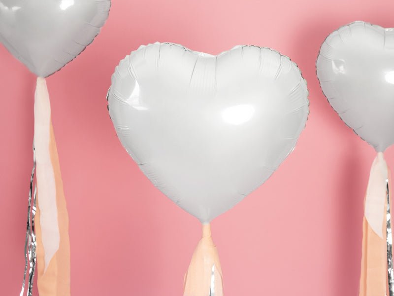 Helium Ballon Hart Wit Leeg 45cm van Partydeco koop je bij Partywinkel