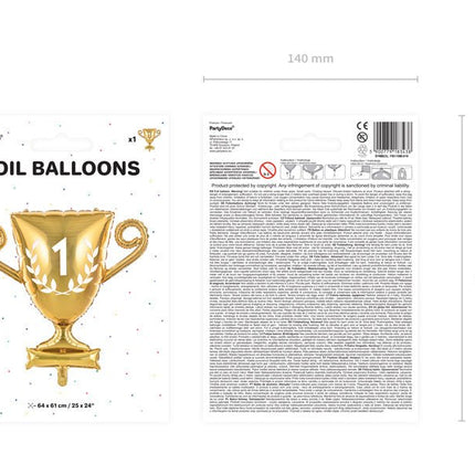 Helium Ballon Kampioensbeker Leeg 64cm van Partydeco koop je bij Partywinkel