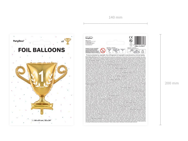 Helium Ballon Kampioensbeker Leeg 64cm van Partydeco koop je bij Partywinkel