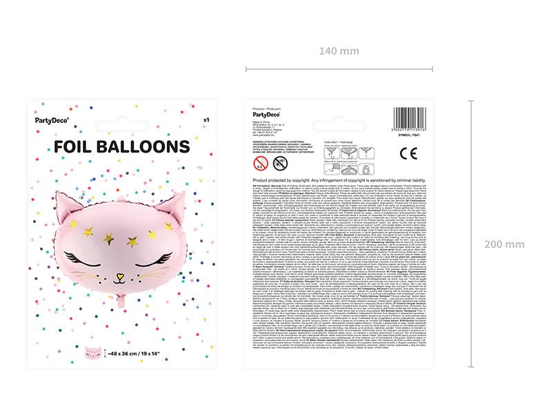 Helium Ballon Kat Leeg 48cm van Partydeco koop je bij Partywinkel