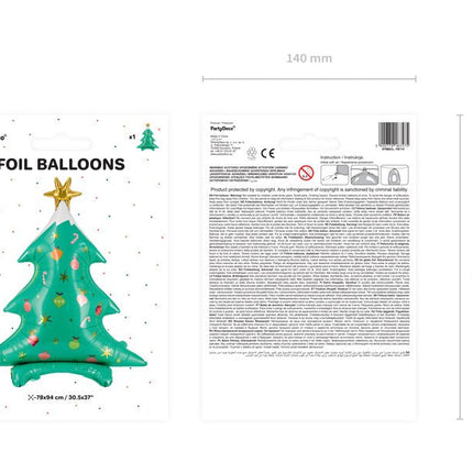 Helium Ballon Kerstboom Leeg 94cm van Partydeco koop je bij Partywinkel