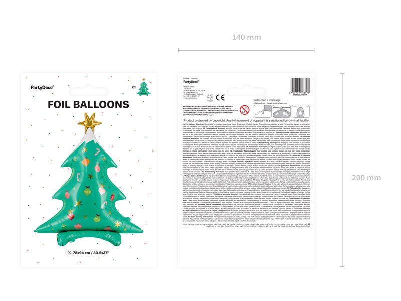 Helium Ballon Kerstboom Leeg 94cm van Partydeco koop je bij Partywinkel