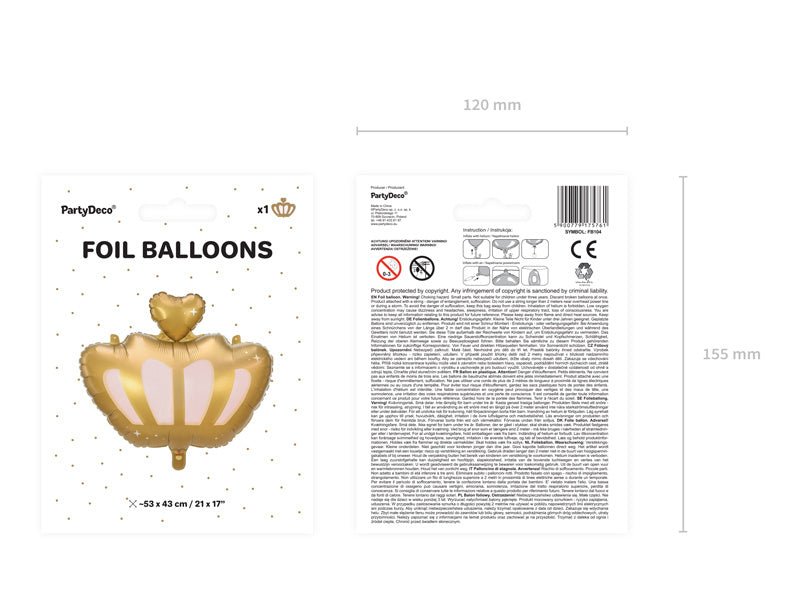 Helium Ballon Kroon Leeg 52cm van Partydeco koop je bij Partywinkel