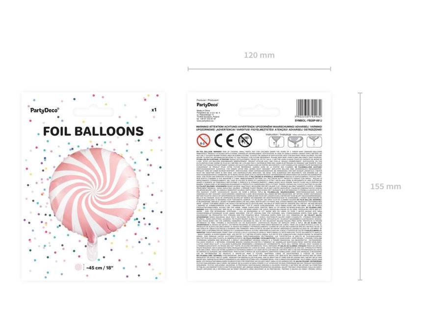 Helium Ballon Lichtroze Swirl 45cm leeg van Partydeco koop je bij Partywinkel