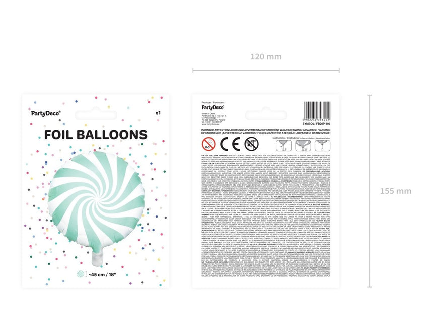 Helium Ballon Mintgroen Swirl 45cm leeg van Partydeco koop je bij Partywinkel