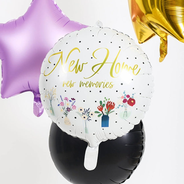 Helium Ballon New Home Bloemen Leeg 45cm van Folat koop je bij Partywinkel