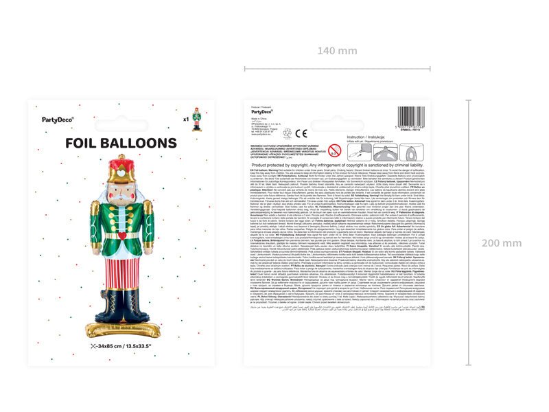 Helium Ballon Notenkraker Leeg 85cm van Partydeco koop je bij Partywinkel