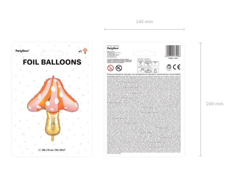 Helium Ballon Paddenstoel Leeg 75cm van Partydeco koop je bij Partywinkel
