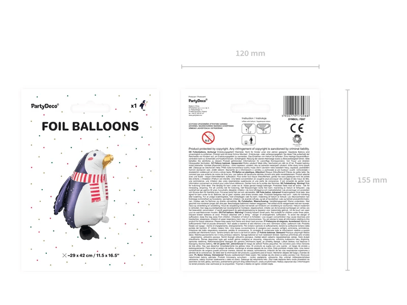 Helium Ballon Pinguin Leeg 42cm van Partydeco koop je bij Partywinkel