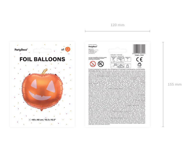 Helium Ballon Pompoen Leeg 40cm van Partydeco koop je bij Partywinkel
