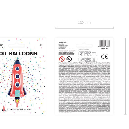 Helium Ballon Raket Leeg 1,15m van Partydeco koop je bij Partywinkel