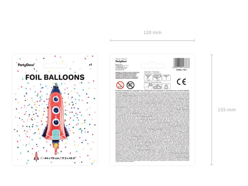 Helium Ballon Raket Leeg 1,15m van Partydeco koop je bij Partywinkel