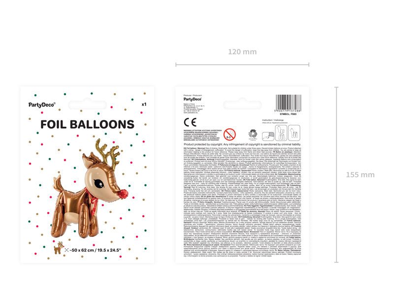 Helium Ballon Rendier Leeg 62cm van Partydeco koop je bij Partywinkel