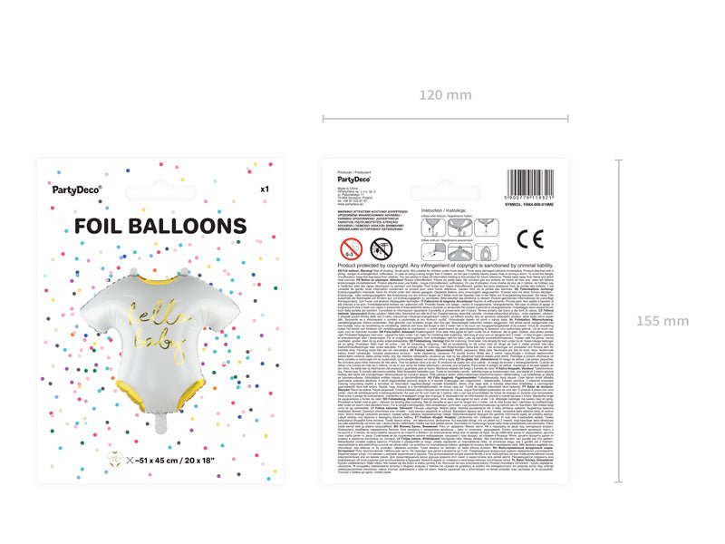 Helium Ballon Romper Hello Baby Leeg 45cm van Partydeco koop je bij Partywinkel