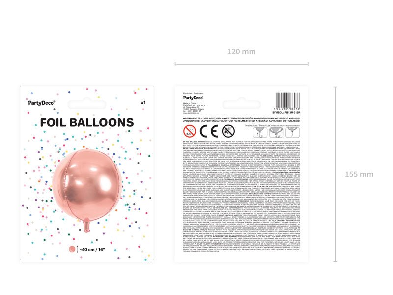 Helium Ballon Rond Rose Goud Leeg 40cm van Partydeco koop je bij Partywinkel