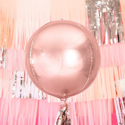 Helium Ballon Rond Rose Goud Leeg 40cm van Partydeco koop je bij Partywinkel