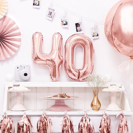 Helium Ballon Rond Rose Goud Leeg 40cm van Partydeco koop je bij Partywinkel