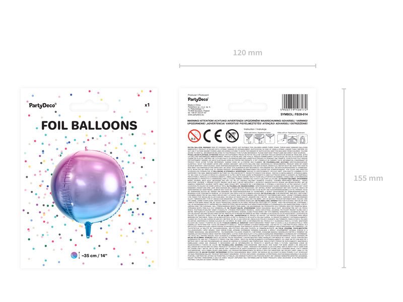Helium Ballon Rond Violet Blauw Leeg 35cm van Partydeco koop je bij Partywinkel