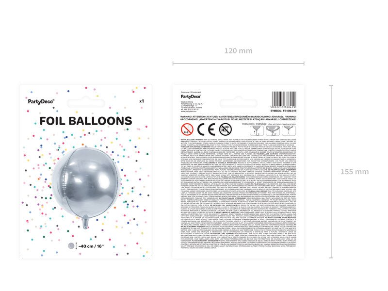 Helium Ballon Rond Zilver Leeg 40cm van Partydeco koop je bij Partywinkel