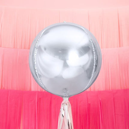 Helium Ballon Rond Zilver Leeg 40cm van Partydeco koop je bij Partywinkel