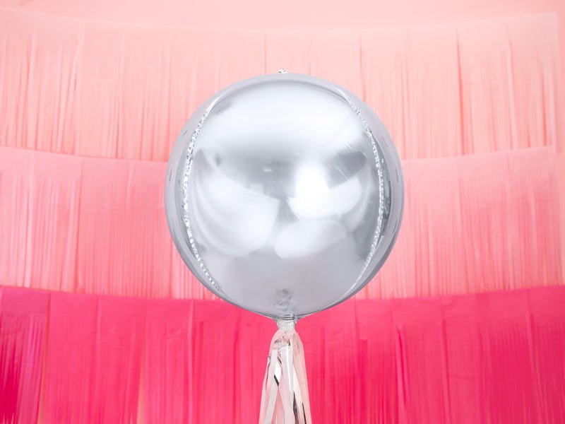 Helium Ballon Rond Zilver Leeg 40cm van Partydeco koop je bij Partywinkel