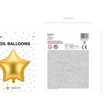 Helium Ballon Ster Goud Leeg 48cm van Partydeco koop je bij Partywinkel