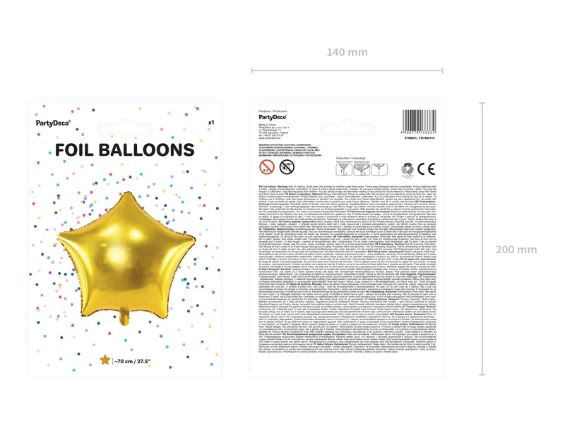 Helium Ballon Ster Goud Leeg 70cm van Partydeco koop je bij Partywinkel
